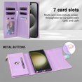 thumbnail image 2 of Allytech Wallet Case for Samsung Galaxy S24 Ultra with Wrist & Shoulder Strap, [7 Card Slots] [Full Body Protection] Luxury PU Leather Zipper Wallet Metal Buttons Kickstand Shockproof Case, Purple, 2 of 9