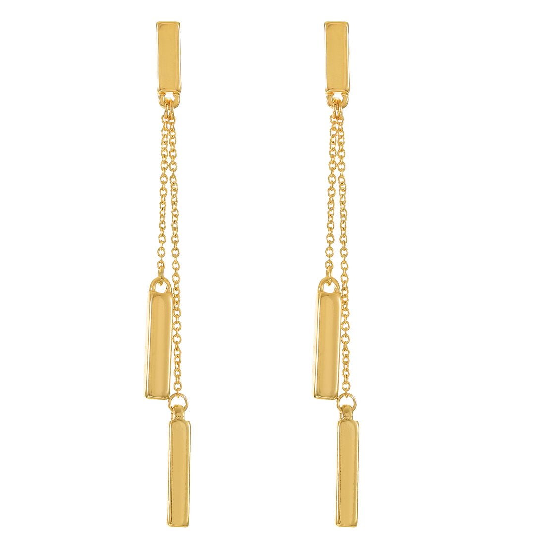 Time and Tru Women's Jewelry, Modern Linear Chain Earrings, Gold