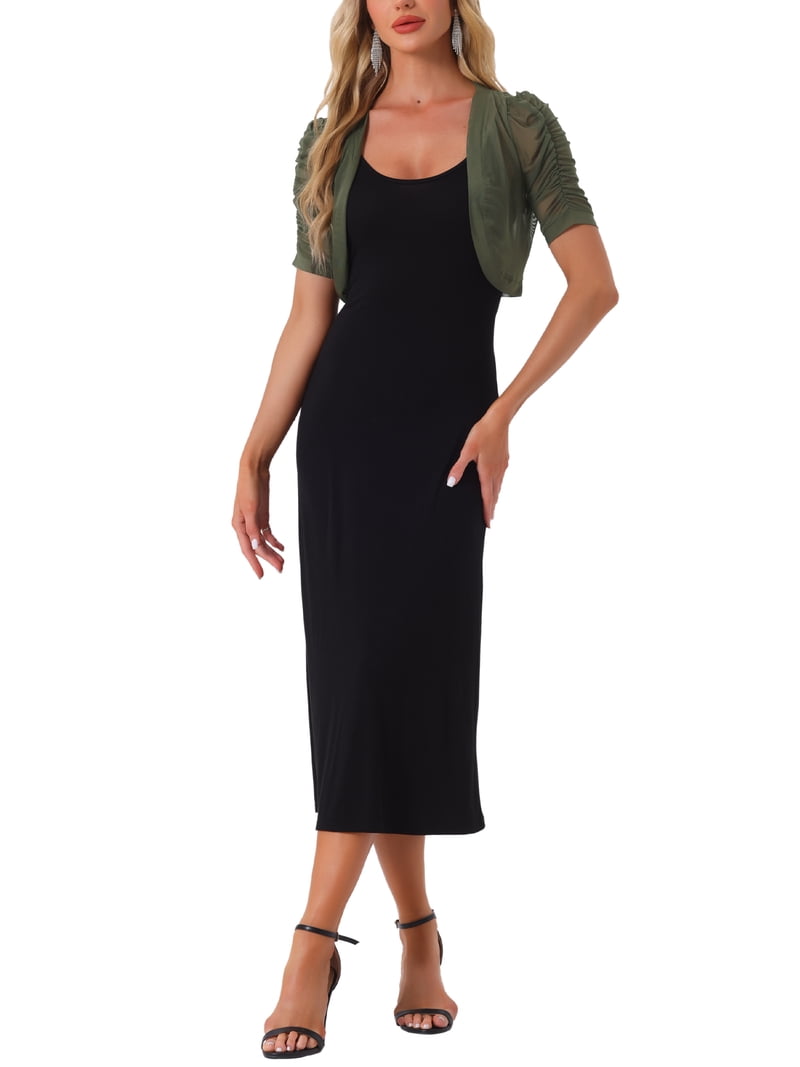 sachin and babi light blue dress Generic Women Short Sleeve Shrug Cropped Bolero Open Front Chiffon Cardigan  for Evening Dress Casual Dressy Summer Crop Top, Small, Black at Amazon  Women's Clothing store