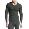 thumbnail image 4 of uublik Mens Pajama Set Fleece Base Layer Set Winter Base Layer Cold Weather Top Bottom, Dark Gray, 4 of 4