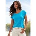 thumbnail image 3 of LASCANA Women's Crochet Insert Short Sleeve Top Crochet Detail, 3 of 6
