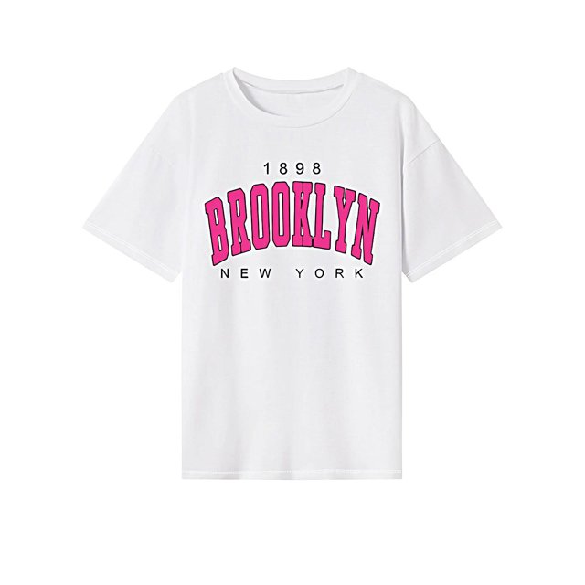 Camiseta de mujer de moda de verano con cuello redondo y cuello redondo para uso diario en la calle XL