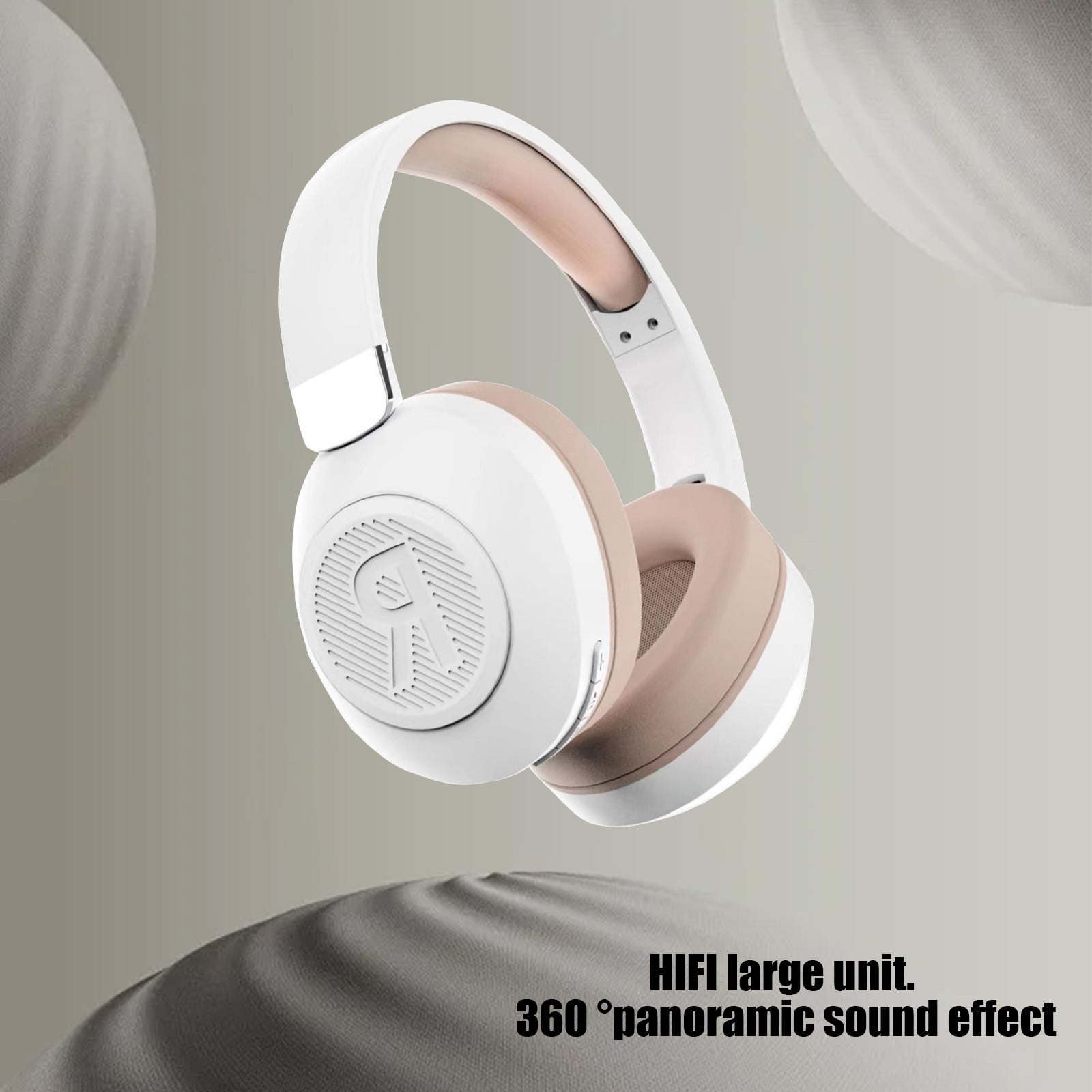 Wireless Bluetooth Headphones Over Ear 65H Playtime HiFi Stereo Headset with Microphone and 6EQ Modes Foldable Bluetooth V5.3 Headphones for Travel Smartphone Computer Laptop,White