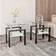 thumbnail image 2 of Smilegend Tempered Glass Square Coffee Table Set - Transparent/Black, 150lbs, Sturdy Steel Frame, Adult Use, 2 of 7