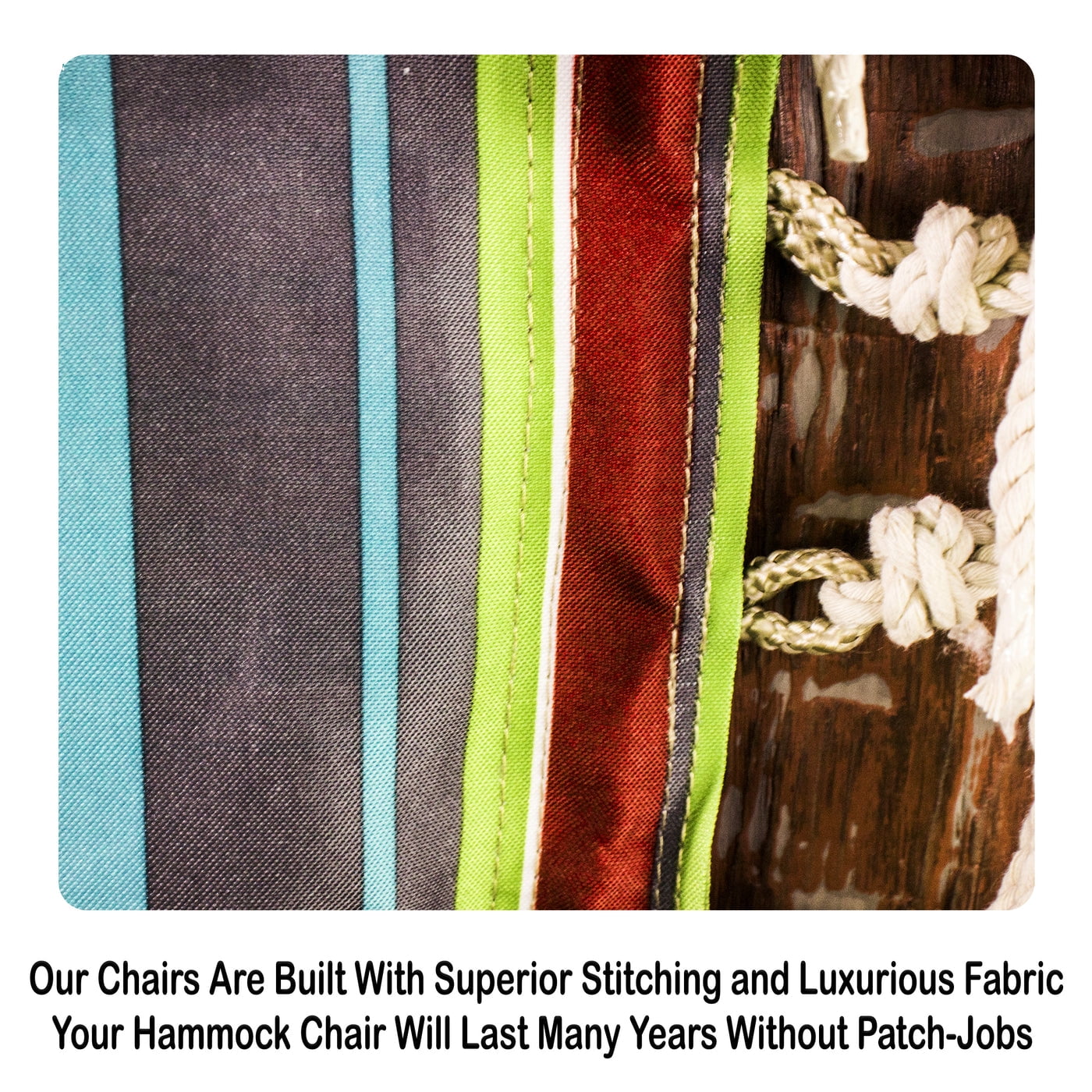 Backyard Expressions Hanging Hammock Chair - Tropical Stripes - Polyester/Cotton Fabric