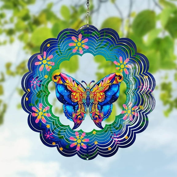 Butterfly Wind Spinner-3D Metal Hanging Wind Spinners, Perfect Ornament Gifts for Women/Men, 12 Inch Spinfinity Wind Spinner for Outdoor & Indoor Decorations, Yard Patio Garden Art Decor