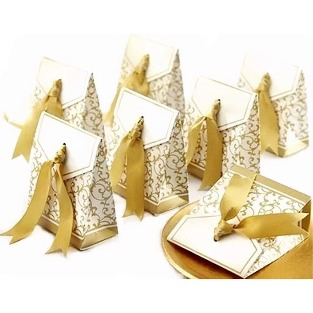 50 cajas de regalo de papel dorado para regalos, dulces, confeti, recuerdos de fiesta y joyas para bodas, cumpleaños, baby shower, santo, comunión, Chris Rojo Verde Cocina, Decoración y Otros