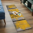 thumbnail image 4 of Yellow Teal Daisy Washable Runner Rugs 2'x6', Grey Yellow Wood Grain Bubble Butterfly Low Pile Throw Entryway Rug Non-Slip Sturdy Edge Binding Carpet for Indoor Bedside Entrance Bedside, 4 of 9