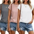 thumbnail image 3 of KYAIGUO Chemise à Manches Courtes pour Femmes, Chandail Décontracté Ample en Coton, Hauts, T-Shirts à Col Rond, T-Shirt d'Été, P-2TG, 3 of 6