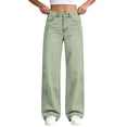 thumbnail image 4 of Mifsaly Womens Baggy Wide Leg Pants High Waisted Casual Trousers with Pockets Relaxed Fit Straight Bottom Everyday Streetwear Y2K Fashion Apparel Green,13-14 Years, 4 of 9