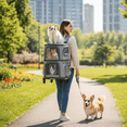 thumbnail image 3 of MINGYI Double-Compartment Pet Carrier with Wheels,Dog Backpack Carrier for 2 Small Dogs and Cats,Cat Rolling Carrier for Traveling/Taking a Walk/Trips to The Vet(Grey), 3 of 11