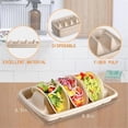 thumbnail image 3 of 50 Pieces Biodegradable Disposable Taco Holder, 3 Compartments Paper Taco Plates, Made of Sugarcane Fibers for Party, 3 of 5