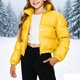 thumbnail image 1 of Parkas de manga larga para niños, de invierno, de color liso, estilo corto, cálidas y gruesas, con cremallera, de poliéster., 1 of 6