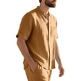 thumbnail image 4 of ZZwxWA Mens Button Down Cotton Shirt Short Sleeve Casual Linen Untucked Shirts Summer Beach Vacation Tops with Pocket Online Shopping, 4 of 6