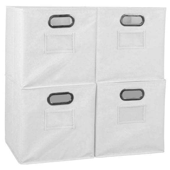 Niche Cubo Set of 6 Foldable Fabric Storage Bin with Label Holder- White