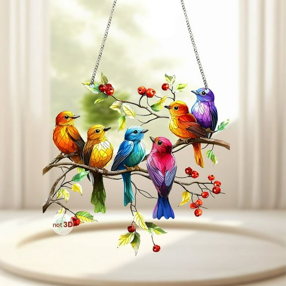 Stained Glass Window Hanging Hummingbird Window Suncatcher Colorful Bird Pendants Window Porch Home Decor Chain Window Hangings Clearance