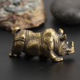 thumbnail image 3 of Handmade Crafts Mini Copper Rhino Sculpture Home Office Decor Ornament Toy Gift, 3 of 8