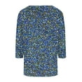 thumbnail image 7 of HOMBOM Blue Women Shirts V Neck 3/4 Sleeve Pullover Floral Summer Graphic Blouse, 7 of 7