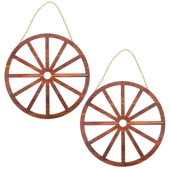 landege 2pcs Wagon Wheel Decor Wooden Wagon Wheel Wall Decor Vintage Wagon Wheel Wood Decor for Bar Garage