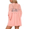 thumbnail image 4 of TRKIYQC Cárdigan de encaje de verano para mujer Manga larga acampanada Ver a través de frente abierto Cárdigan de verano Malla Sheer Kimono Coverup Beach TRKIYQC casual, 4 of 5