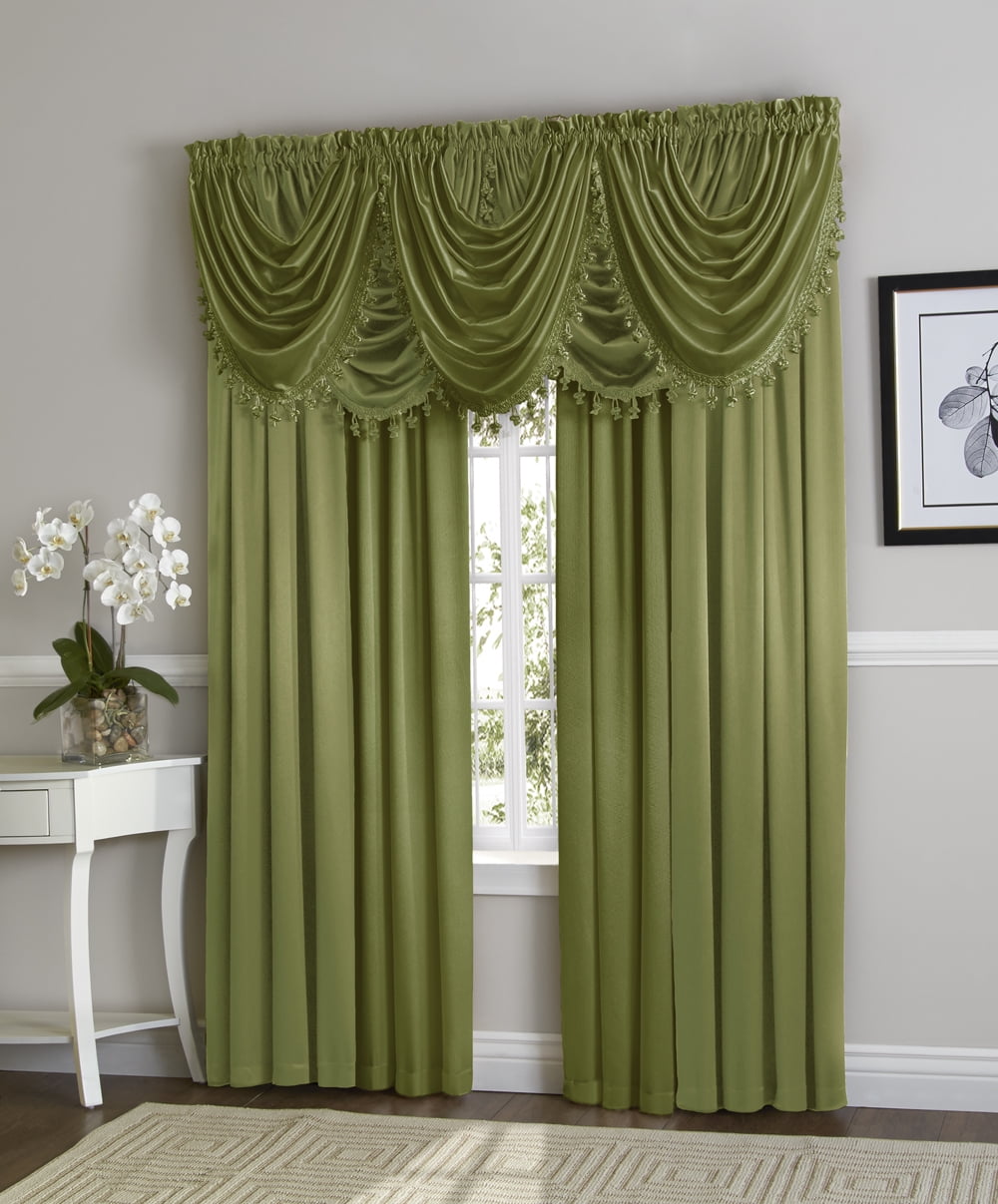 Hyatt Window Curtain & Fringed Valance Complete 9 Piece Window