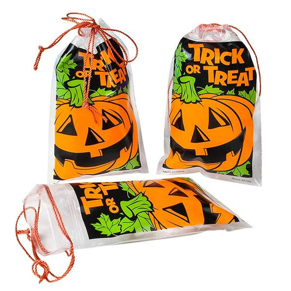 Halloween Trick Or Treat Drawstring Pumpkin Mini Goody Bags (144 Pieces)