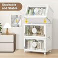 thumbnail image 5 of BROVIEW Large Lockable Stackable Storage Bins with Lids, 90Gal Plastic Collapsible Storage Bin with Wheels, Closet Organizers and Storage Drawers, Cabinet for Clothes Organizer, 3Pack White V9, 5 of 8