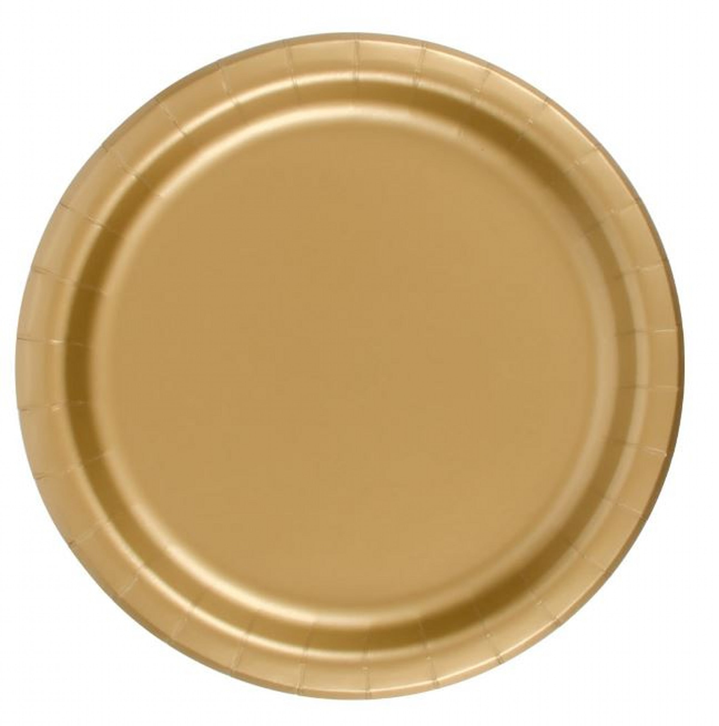 24 Plates 7" Paper Dessert Plates Wax Coated Gold