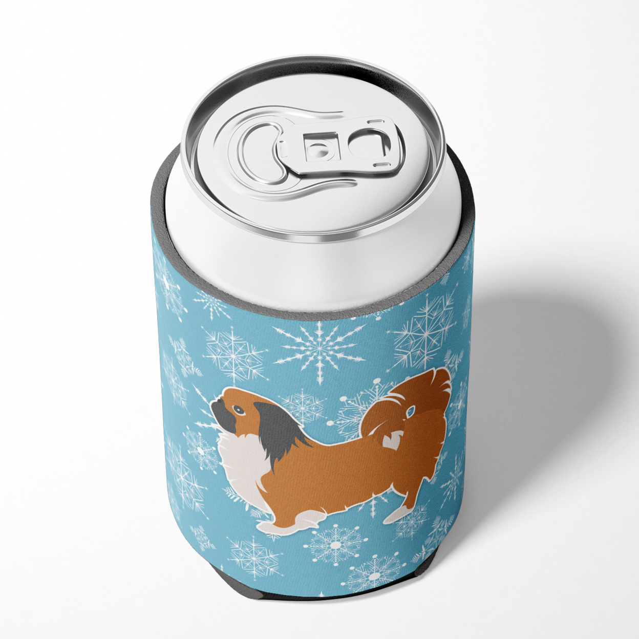 Caroline's Treasures BB3538CC Winter Snowflake Pekingese Can or Bottle Hugger, Can Hugger, multicolor