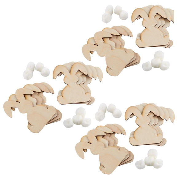 3pc Unfinished Wooden Bunny with Tail Sets - for Easter - Factory Direct Craft
