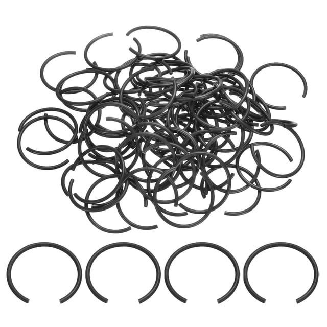 80 Clips Ronds en Fil Métallique 28mm, Anneau de Retenue Interne, Noir