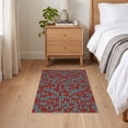 thumbnail image 3 of ODIKA 2'x3' Ultra-Soft Accent Mat, Geometric Faded Mosaic Irregular Grid Crisp Long Abstract Contrast None Washable, Bare feet friendly, Easy Care Indoor rug for Bedside, Footrest, 3 of 7