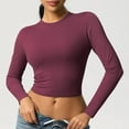 thumbnail image 5 of Jalioing Women's Crop Yoga Tops Quick Dry Long Sleeve Crew Neck Athletic Shirts Slim Fashion Summer Workout Tees, 5 of 6