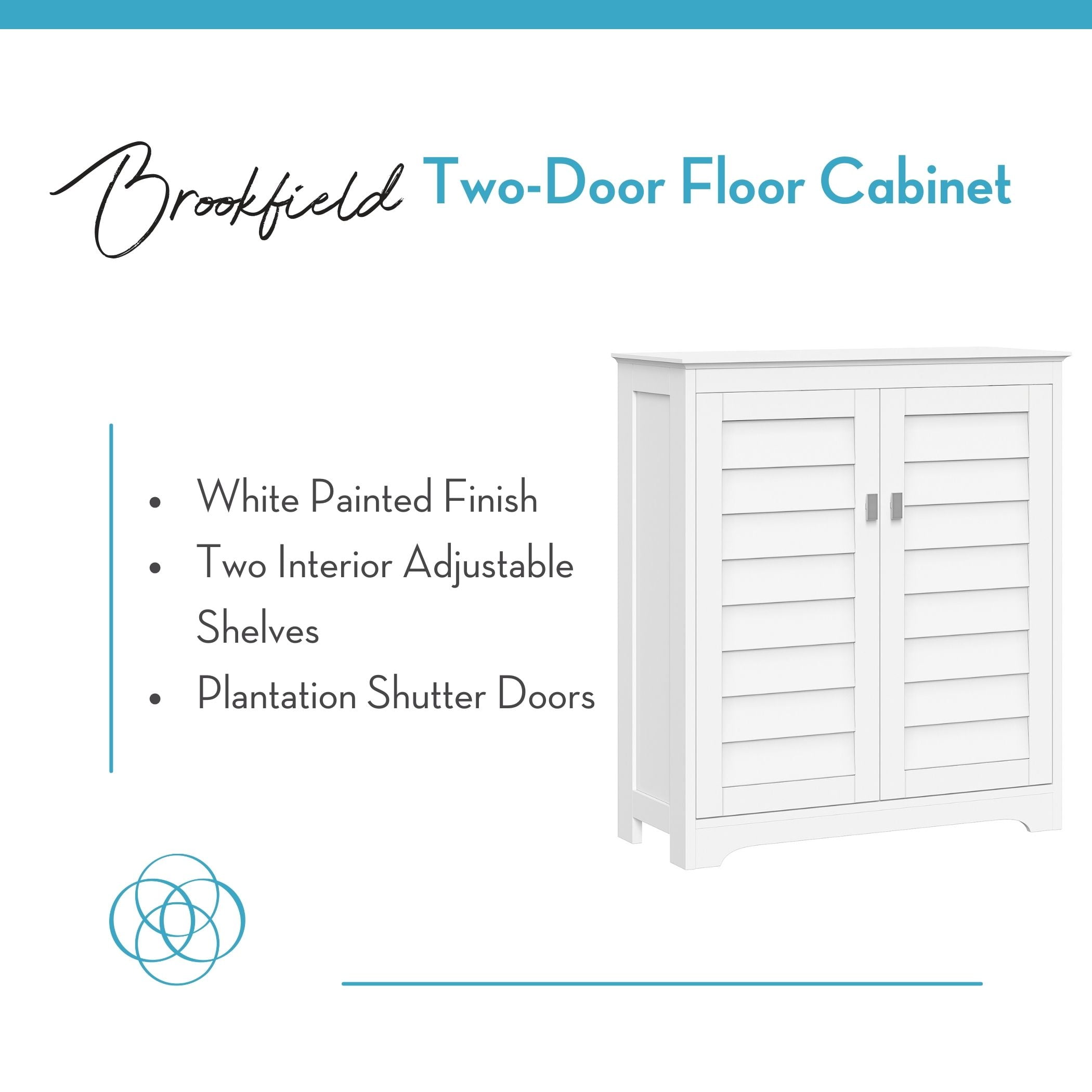 RiverRidge Brookfield 2-Door Bathroom Linen Storage Cabinet and Laundry Shelf - White