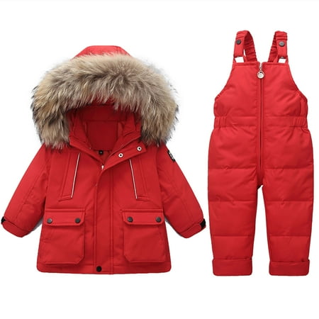 

Dadaria Toddler Winter Coat 1-5 Years Winter Baby Boys Girls Polka Dot Printing Thickened Down Jacket Strap Pants Two-piece Suit Red 3-4 Years Toddler