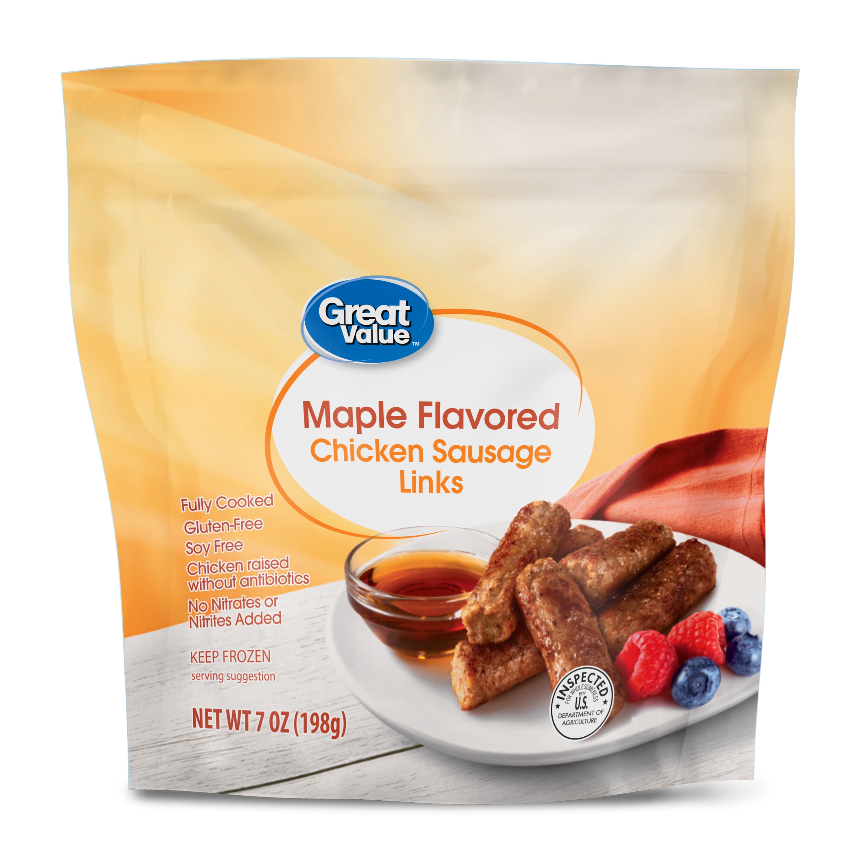 GV Fully Cooked Maple Flavored Chicken Sausage Links, 7 oz (Frozen)