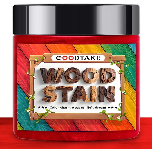 GOODTAKE Red Wood Dye Stain 4 oz, Premium Fast Dry Vibrant Wood Color Pigment Powder for Indoor & Outdoor Furniture, Multiple Finishes
