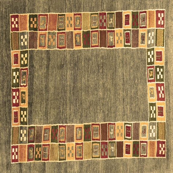 Ahgly Company Indoor Square Abstract Brown Contemporary Area Rugs, 8' Square