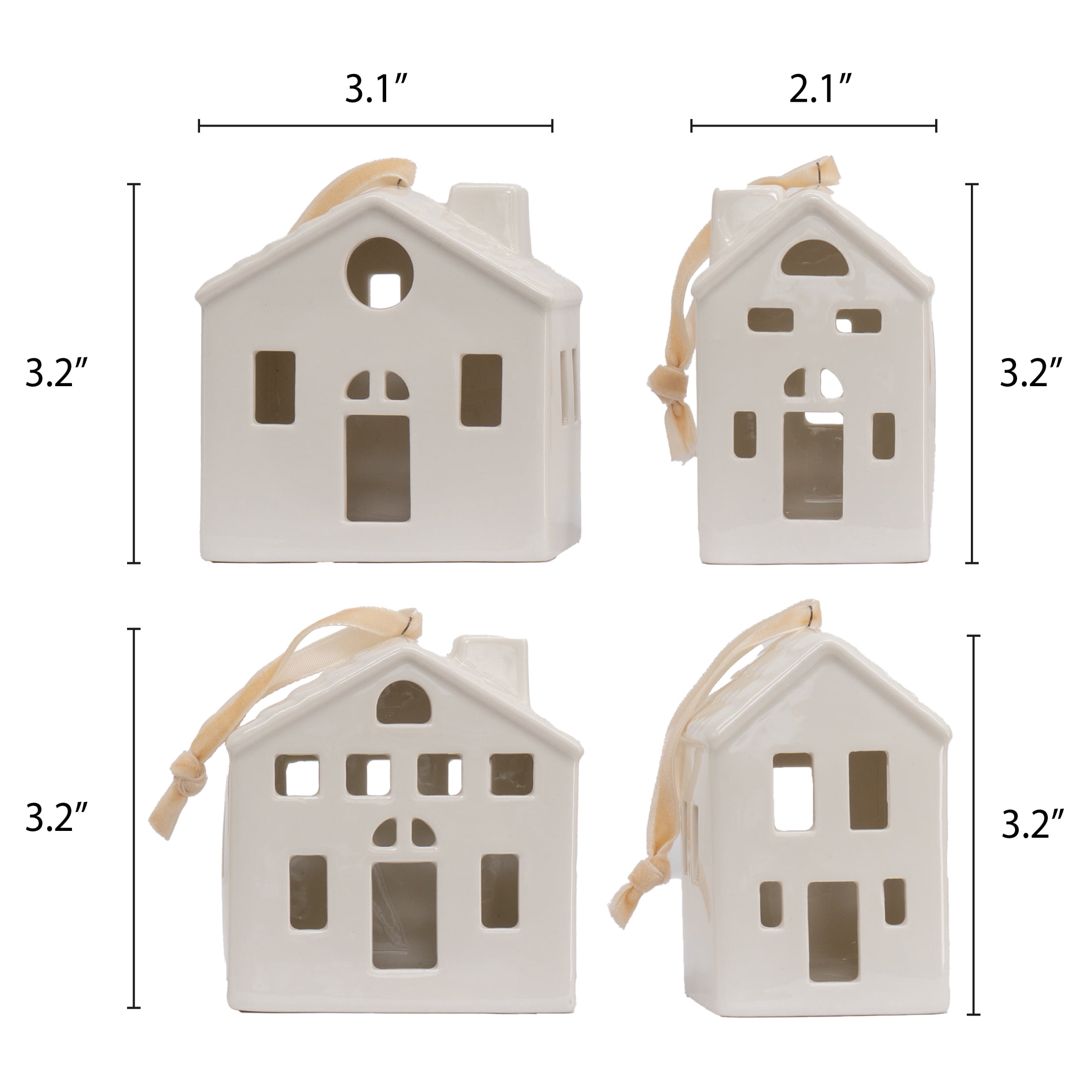My Texas House 4-Count White House Christmas Ornaments