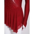 thumbnail image 5 of iiniim Kids Girls Glittery Rhinestones Mesh Splice Figure Ice Skating Gymnastics Leotard Dress Dancewear Burgundy 10, 5 of 7