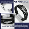 thumbnail image 6 of Bandmax Feather Leaf Bracelet for Men Stainless Steel Multi-layer Leather Rope Bracelets Wristband for Boyfriend Husband Father Son Gift, 6 of 8