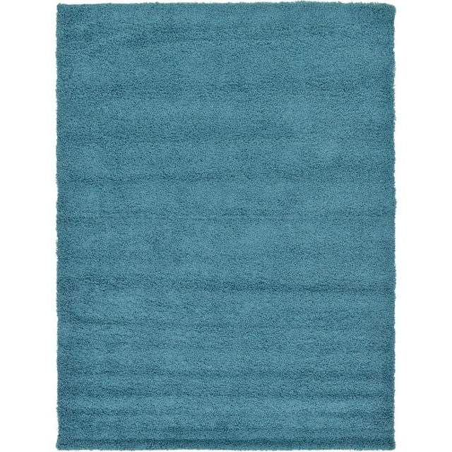Unique Loom Solid Shag Modern Plush Area Rug 10' x 13' Rectangle Aqua Blue
