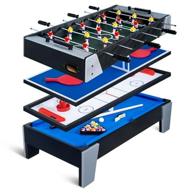 4-in-1 Mini Multi Game Table, Combination Game Table, Childrens Combo Arcade Set w/Pool Billiards, Hockey, Foosball and Table Tennis for Home, Play Room,Friends & Family