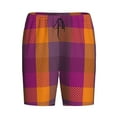 thumbnail image 3 of Picia Purple Yellow Buffalo Plaid Pajama Shorts for Men, Men's Pajama Bottoms, Sleepwear,Short Pajama Pants-3X-Large, 3 of 9