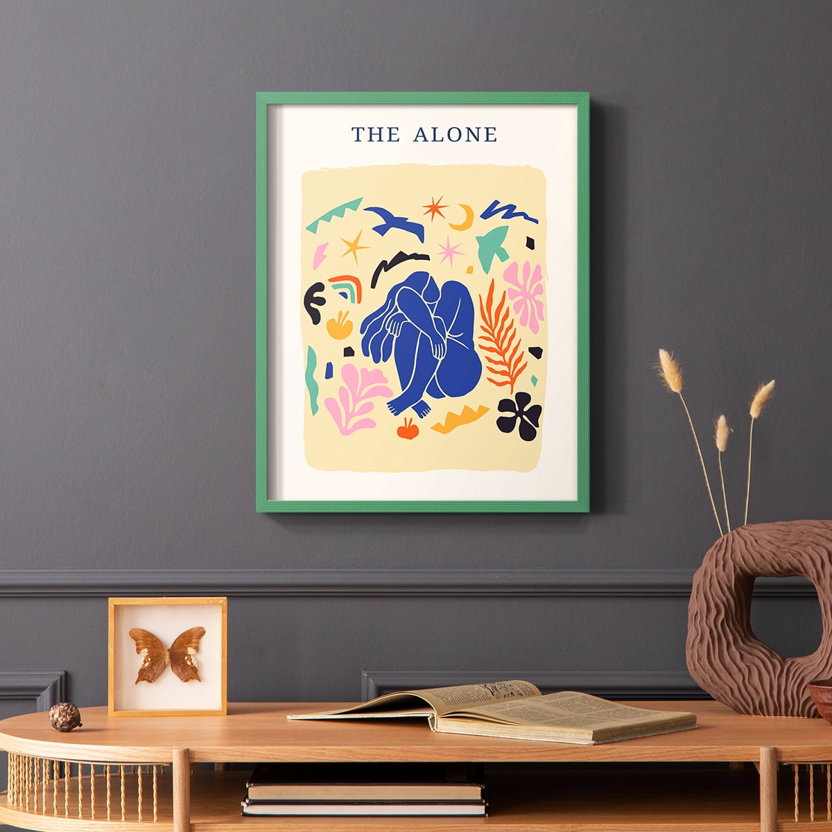 Matisse CDXLIII in Green Solid Wood Framed Print No Nail Hanging