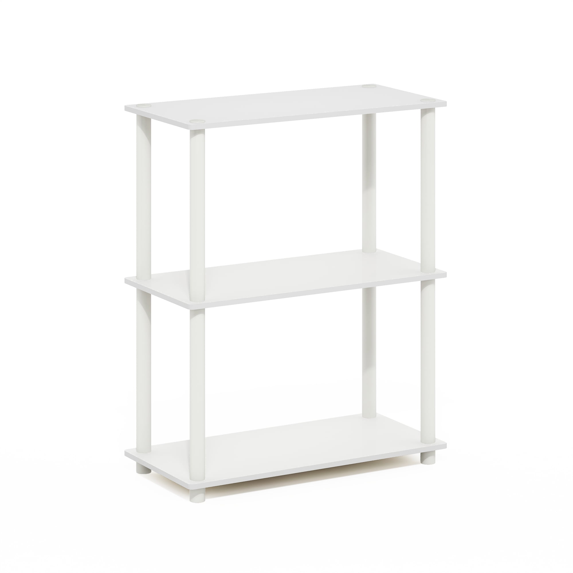 Furinno TURN-N-TUBE 3-Tier Compact Multipurpose Shelf Display Rack White/White