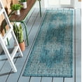 thumbnail image 2 of SAFAVIEH Courtyard Delbet Distressed Medallion Indoor/Outdoor Runner, 2'3" x 8', Teal/Ivory, 2 of 9
