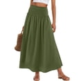 thumbnail image 2 of Wutalume Maxi Skirts for Women Flowy - High Waist Elastic Waist Solid Color Convertible Maxi Skirt Dress, 2-in-1 for Beach Vacation Summer Daily Wear,Army Green L, 2 of 9