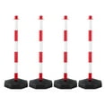 thumbnail image 3 of Traffic Delineator Post Cone, Plastic Stanchion Post Set Crowd Control Stands Barrier with 6.6 ft Link Chain and S Hooks for Parking Lot Construction Caution Roads, Red, White (4 Pack), 3 of 4
