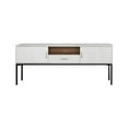 thumbnail image 2 of 72 Inch TV Media Entertainment Console, 2 Doors, White Wood, Black Iron, 2 of 5